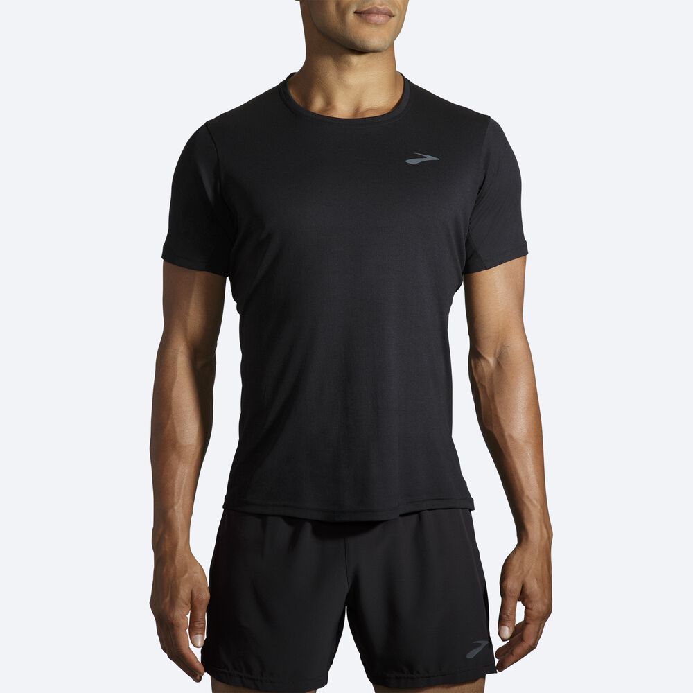 Brooks Atmosphere Short Sleeve μπλουζακια ανδρικα μαυρα | GR739504