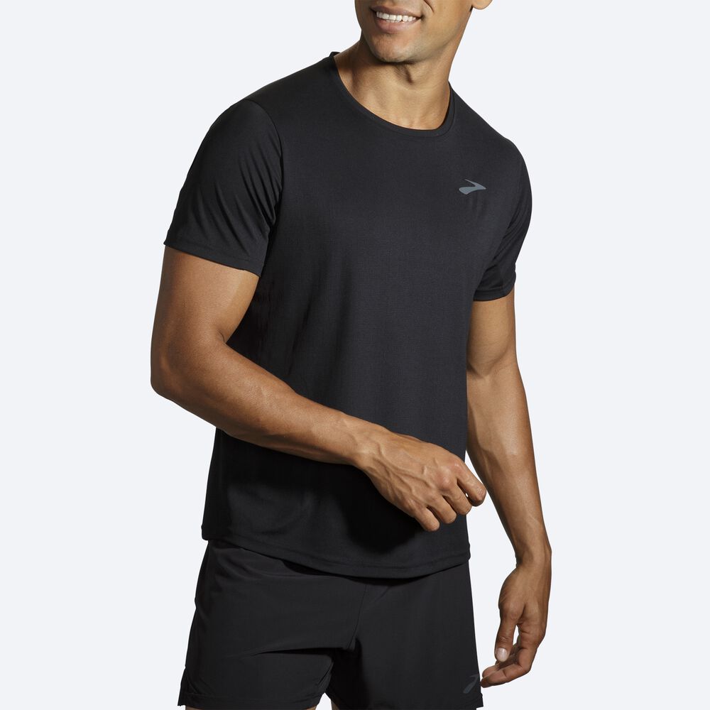 Brooks Atmosphere Short Sleeve μπλουζακια ανδρικα μαυρα | GR739504