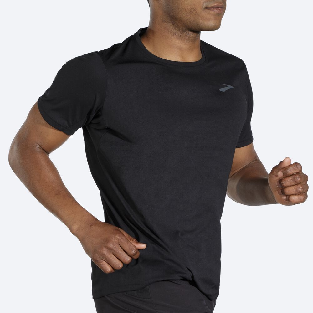 Brooks Atmosphere Short Sleeve μπλουζακια ανδρικα μαυρα | GR739504