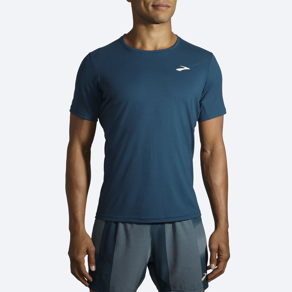 Brooks Atmosphere Short Sleeve μπλουζακια ανδρικα μπλε σκουρο | GR746531