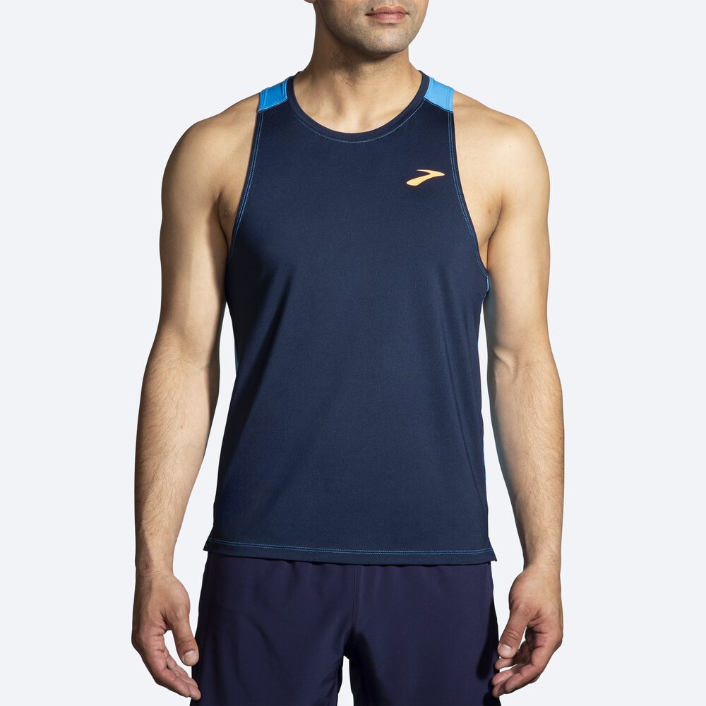 Brooks Atmosphere Singlet 2.0 αμανικα μπλουζακια ανδρικα σκουρο μπλε | GR183697