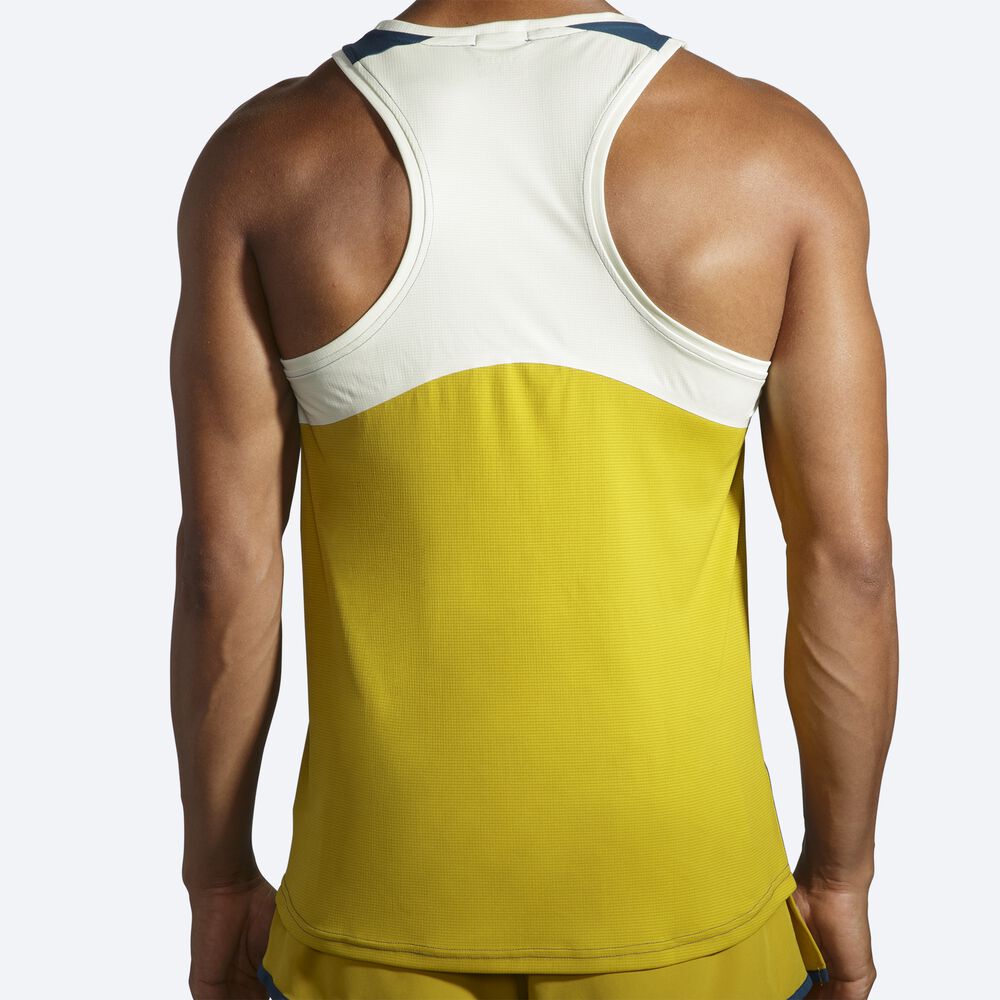 Brooks Atmosphere Singlet αμανικα μπλουζακια ανδρικα μπλε σκουρο/πορτοκαλι | GR392851