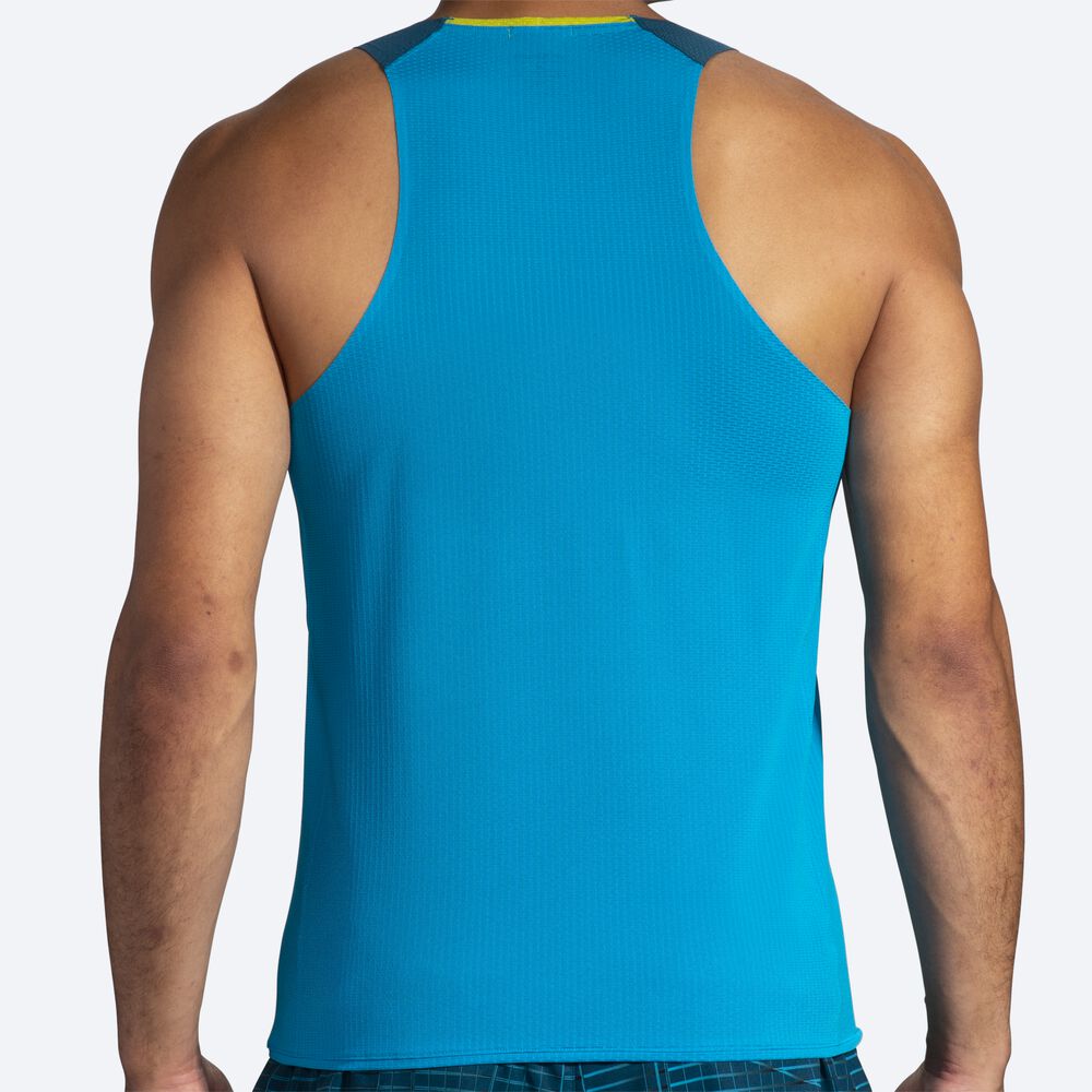 Brooks Atmosphere Singlet αμανικα μπλουζακια ανδρικα μπλε/βαθυ πρασινο | GR738450