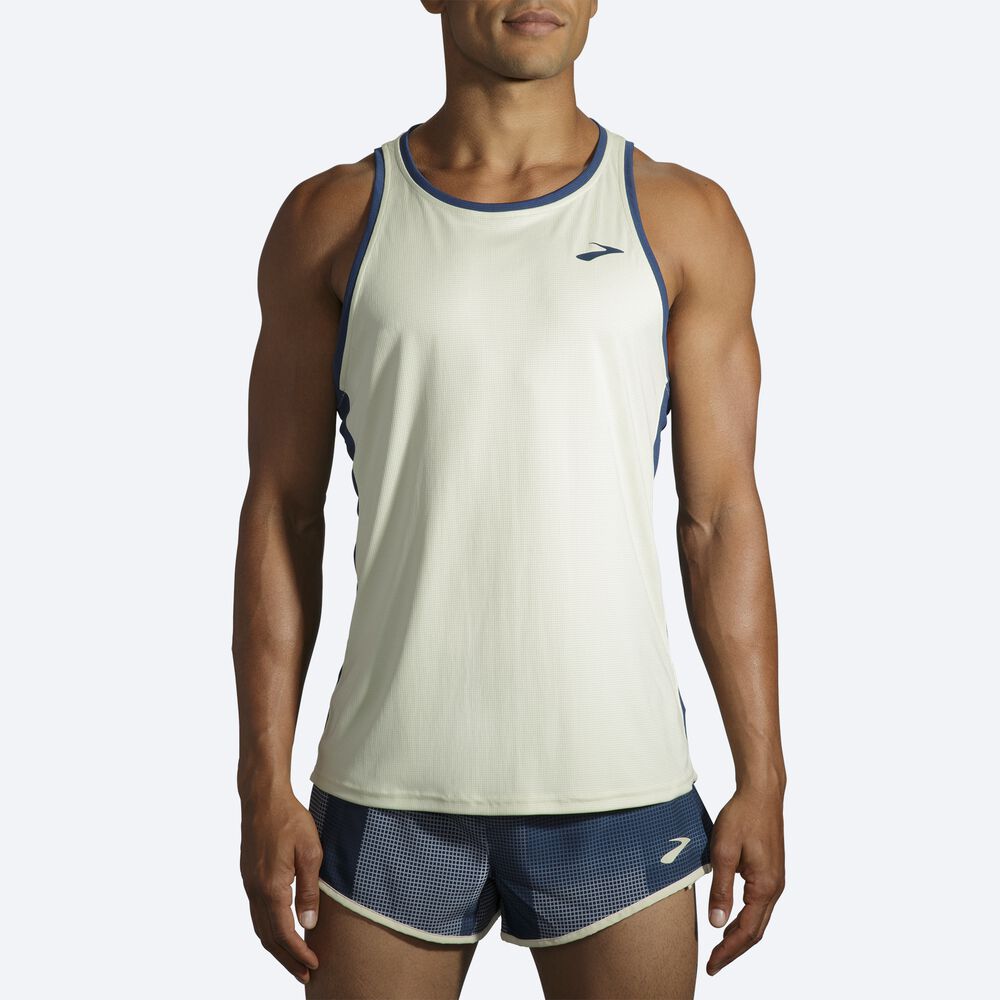 Brooks Atmosphere Singlet αμανικα μπλουζακια ανδρικα πορτοκαλι/μπλε σκουρο | GR860372