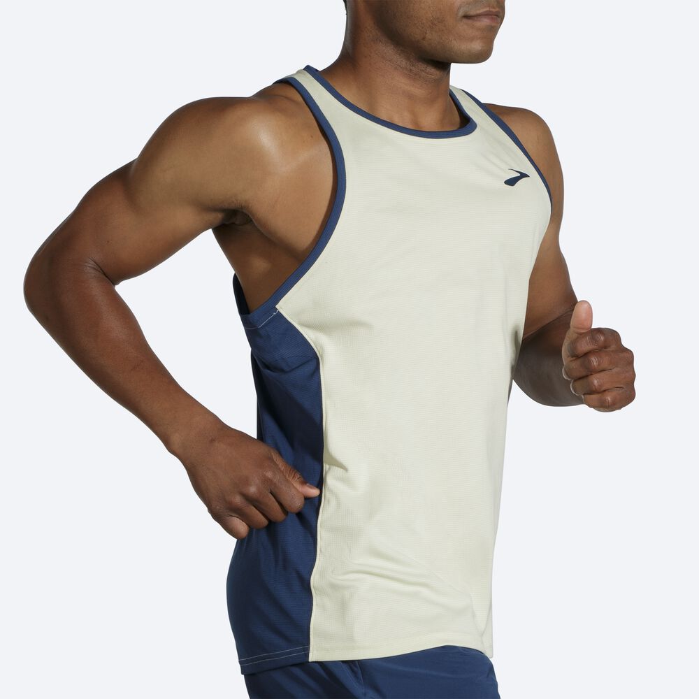 Brooks Atmosphere Singlet αμανικα μπλουζακια ανδρικα πορτοκαλι/μπλε σκουρο | GR860372