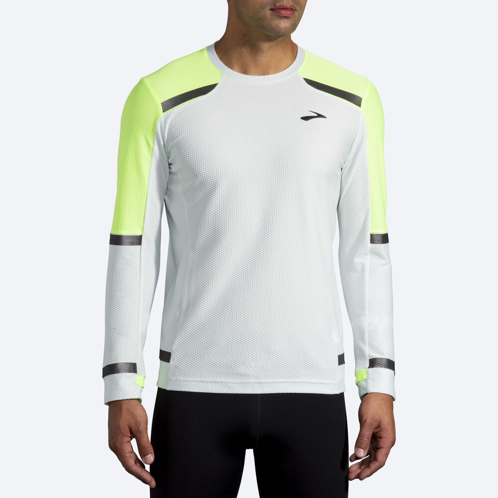 Brooks Carbonite Long Sleeve μπλουζακια ανδρικα γκρι | GR608124