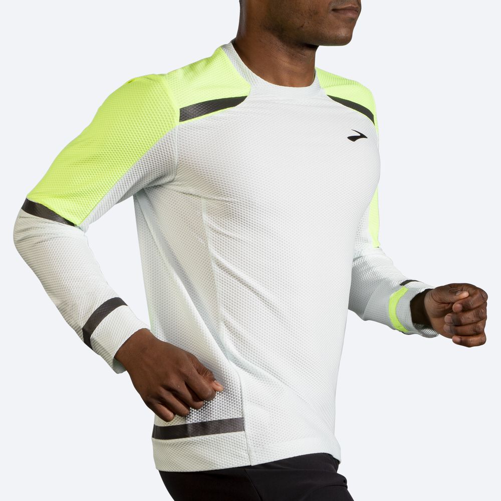 Brooks Carbonite Long Sleeve μπλουζακια ανδρικα γκρι | GR608124