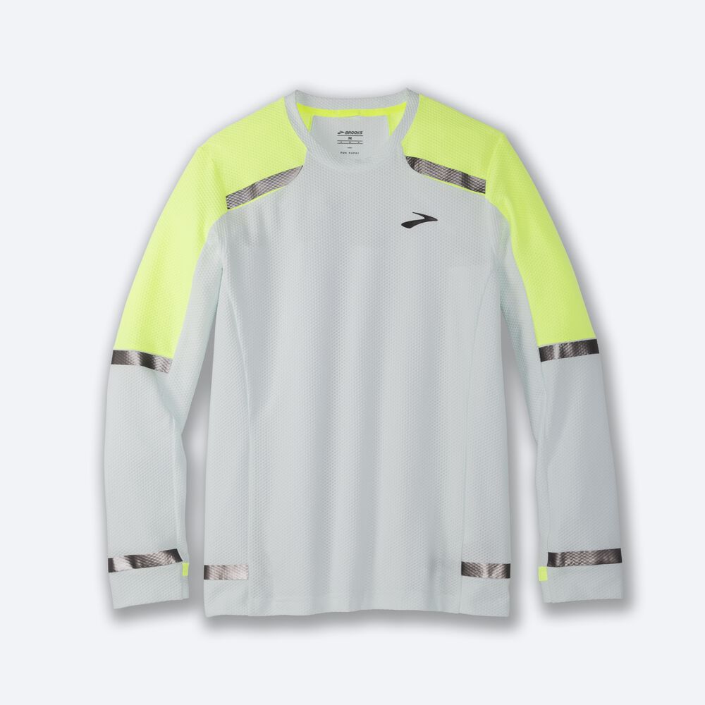 Brooks Carbonite Long Sleeve μπλουζακια ανδρικα γκρι | GR608124