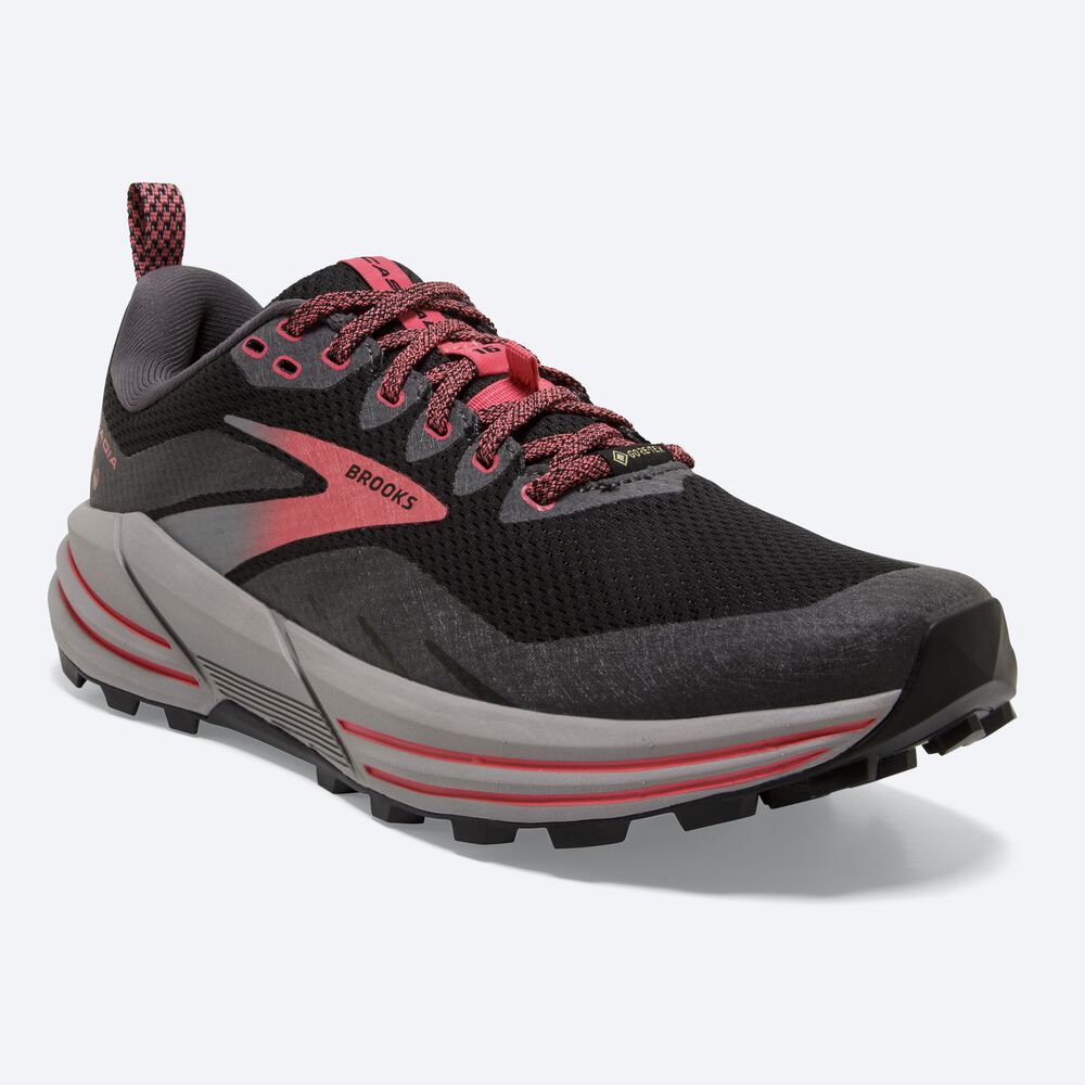 Brooks Cascadia 16 GTX παπουτσια trail running γυναικεια μαυρα/κοραλι | GR364109