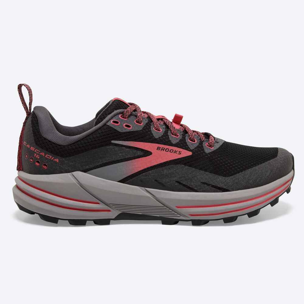 Brooks Cascadia 16 GTX παπουτσια trail running γυναικεια μαυρα/κοραλι | GR364109