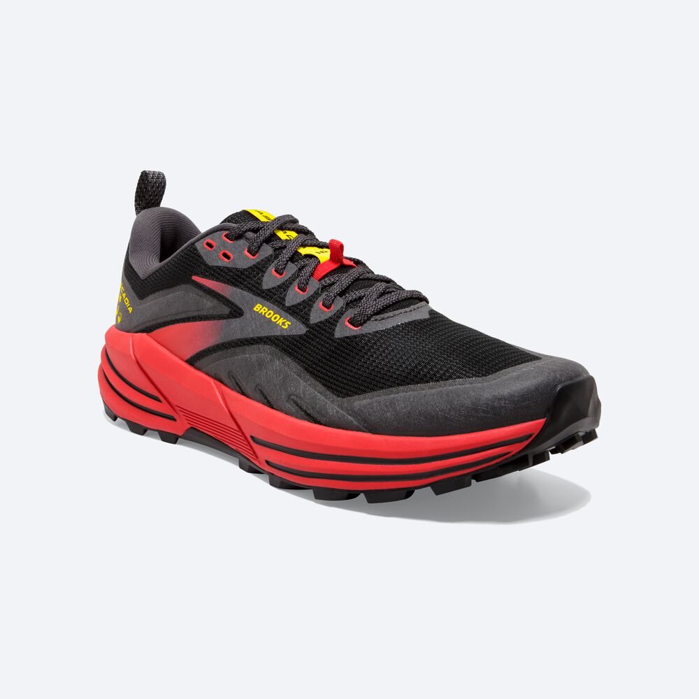 Brooks Cascadia 16 παπουτσια trail running ανδρικα μαυρα/κοκκινα/κίτρινα | GR193025