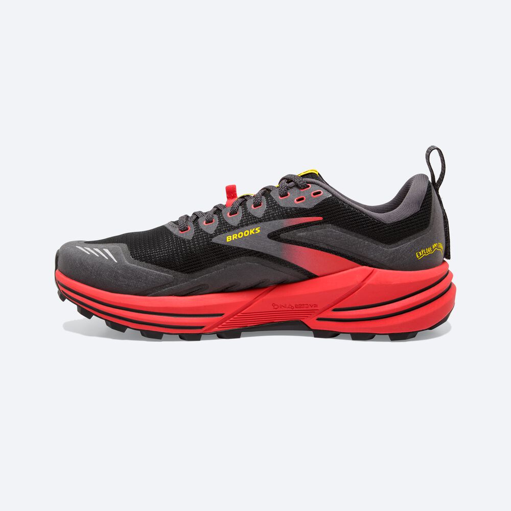 Brooks Cascadia 16 παπουτσια trail running ανδρικα μαυρα/κοκκινα/κίτρινα | GR193025