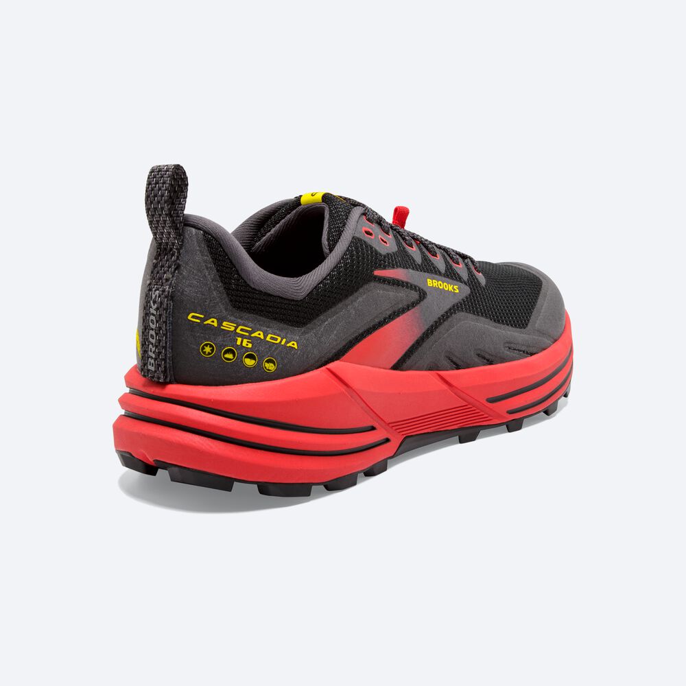 Brooks Cascadia 16 παπουτσια trail running ανδρικα μαυρα/κοκκινα/κίτρινα | GR193025