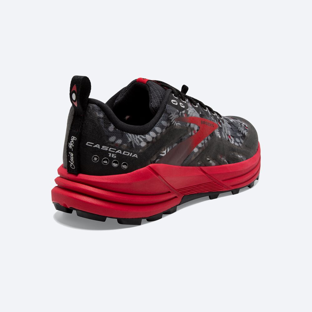 Brooks Cascadia 16 παπουτσια trail running γυναικεια μαυρα/γκρι/κοκκινα | GR236590