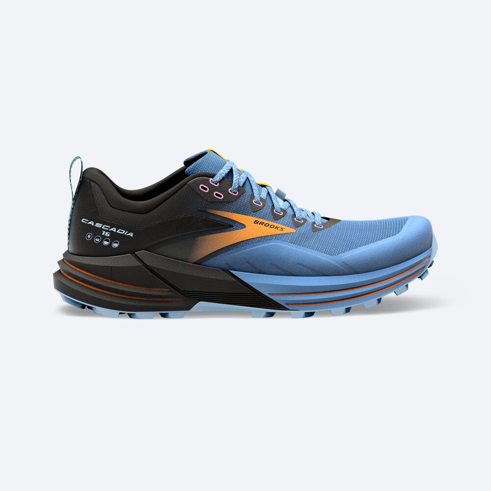 Brooks Cascadia 16 παπουτσια trail running γυναικεια μπλε/μαυρα/κίτρινα | GR680417