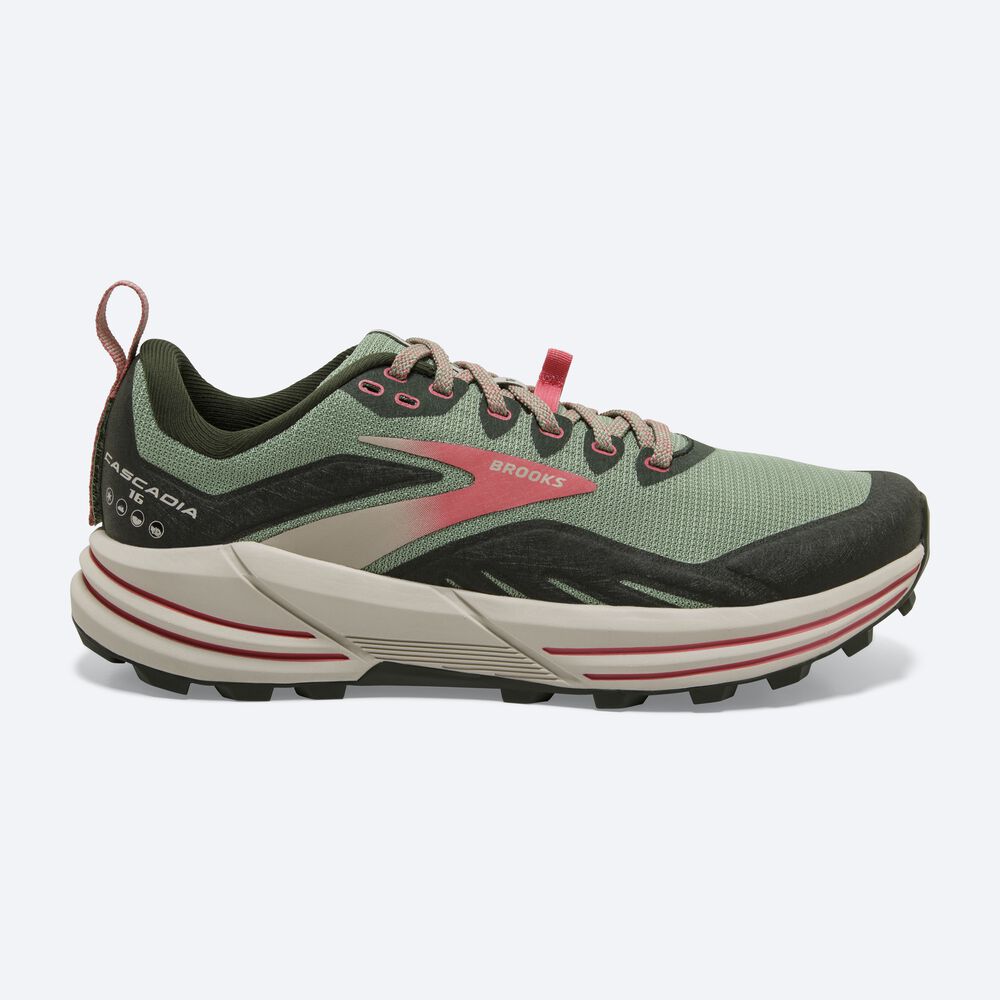 Brooks Cascadia 16 παπουτσια trail running γυναικεια πρασινο/κοραλι | GR841325