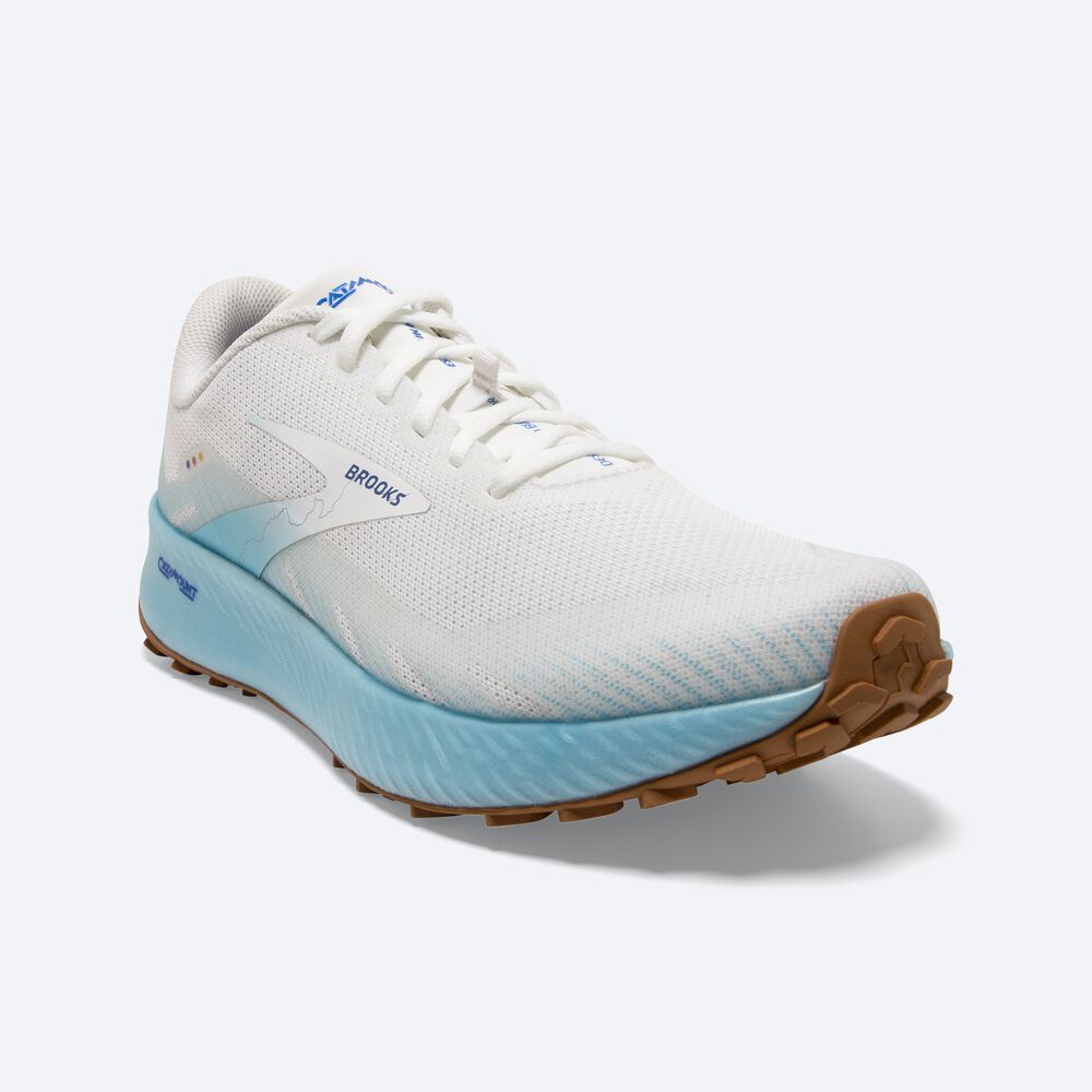 Brooks Catamount παπουτσια trail running γυναικεια ασπρα/ανοιχτο τυρκουάζ/μπλε | GR172495