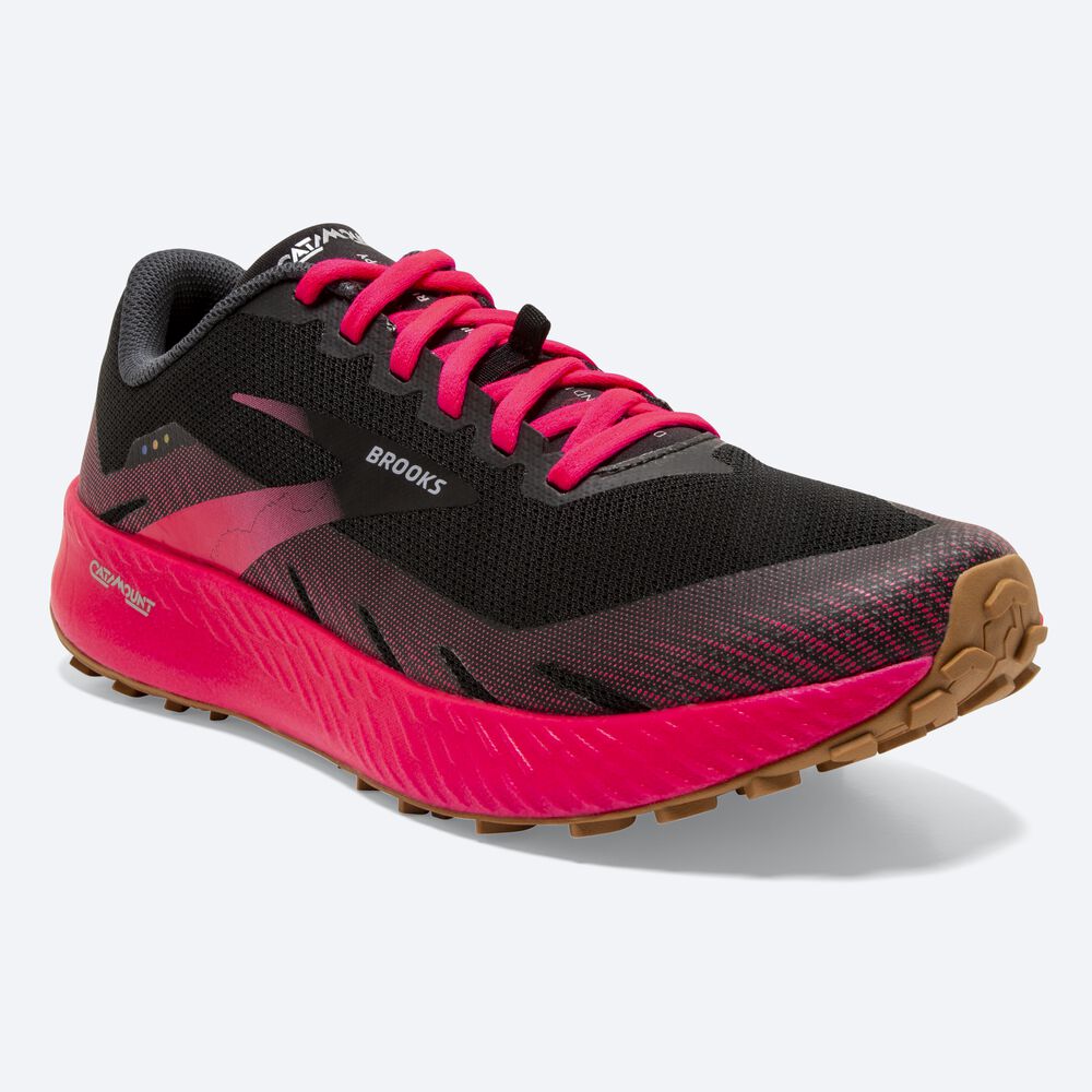 Brooks Catamount παπουτσια trail running γυναικεια μαυρα/ροζ | GR430859