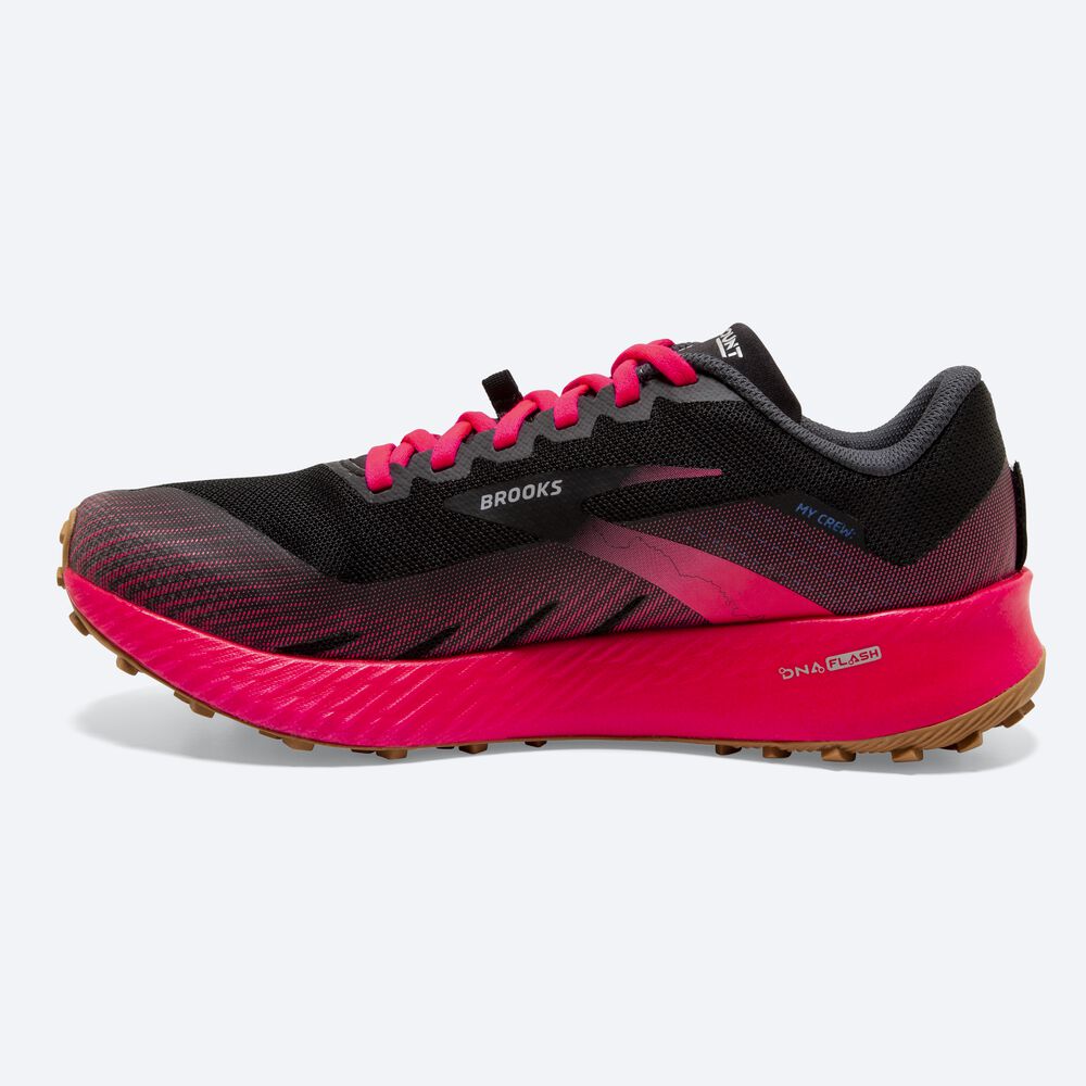 Brooks Catamount παπουτσια trail running γυναικεια μαυρα/ροζ | GR430859