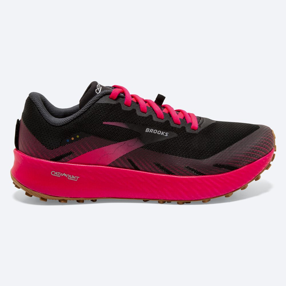 Brooks Catamount παπουτσια trail running γυναικεια μαυρα/ροζ | GR430859