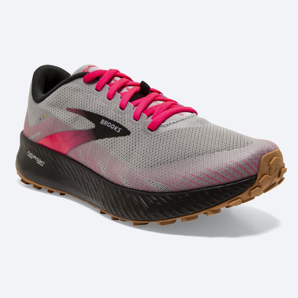 Brooks Catamount παπουτσια trail running γυναικεια γκρι/ροζ/μαυρα | GR506123