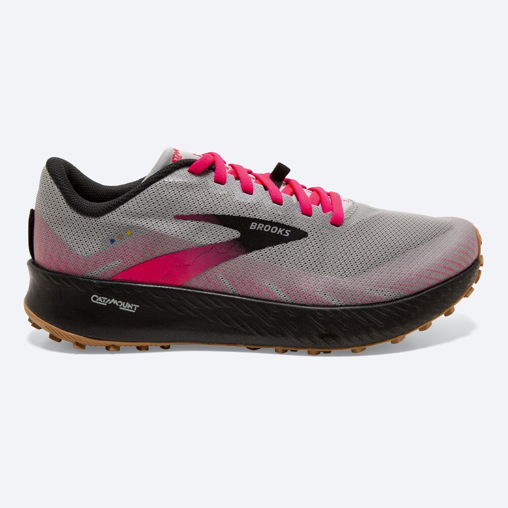 Brooks Catamount παπουτσια trail running γυναικεια γκρι/ροζ/μαυρα | GR506123