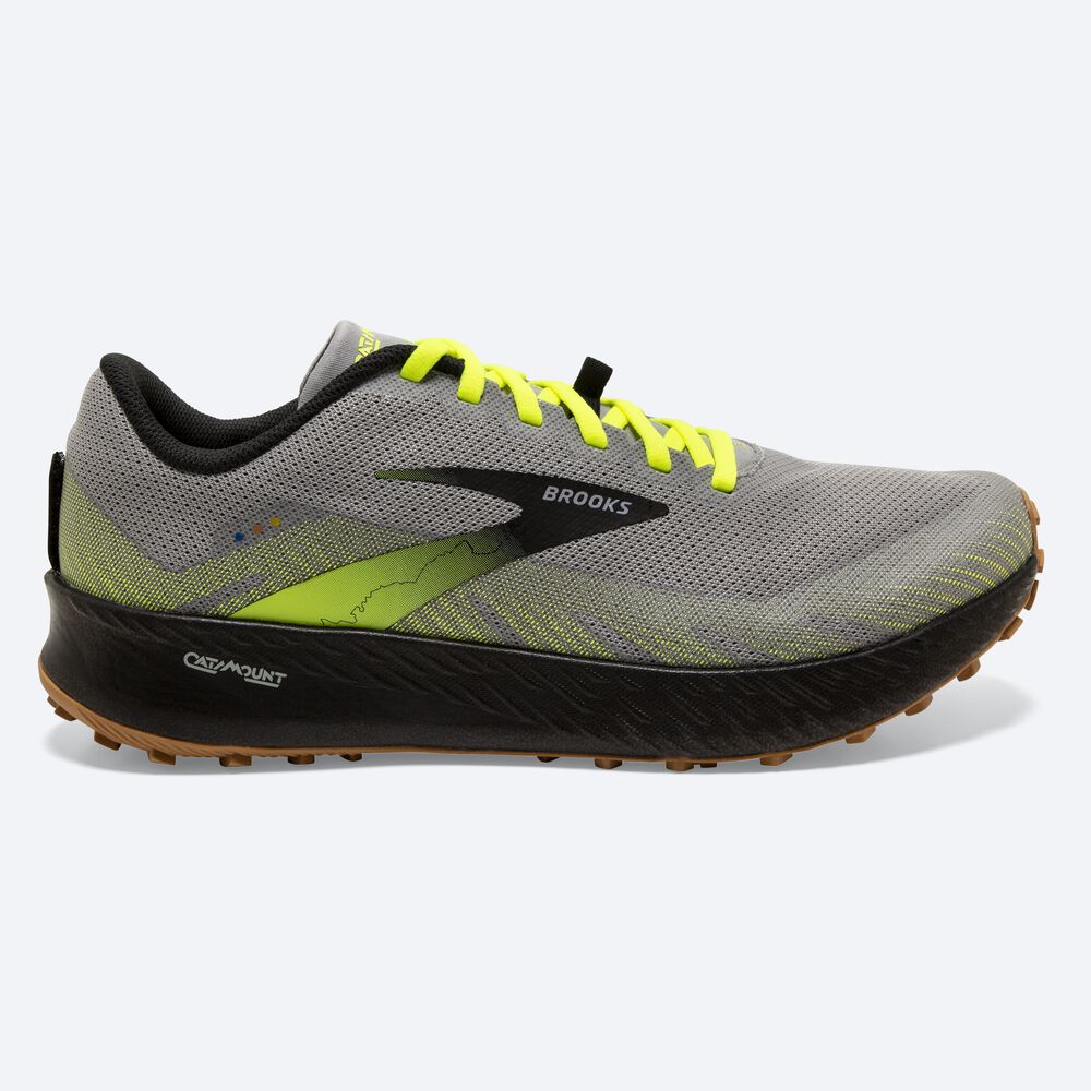 Brooks Catamount παπουτσια trail running ανδρικα γκρι/μαυρα | GR789062