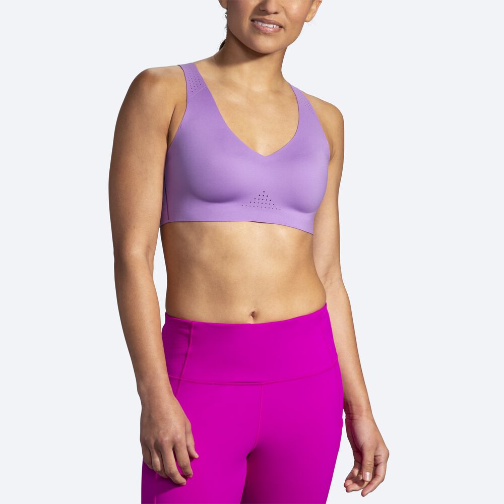 Brooks Dare V Neck Run Bra αθλητικα σουτιεν γυναικεια μωβ | GR324871