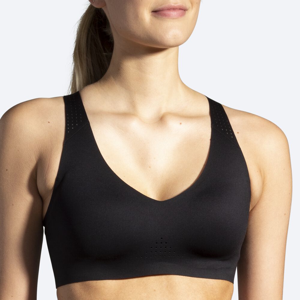 Brooks Dare V Neck Run Bra αθλητικα σουτιεν γυναικεια μαυρα | GR704892