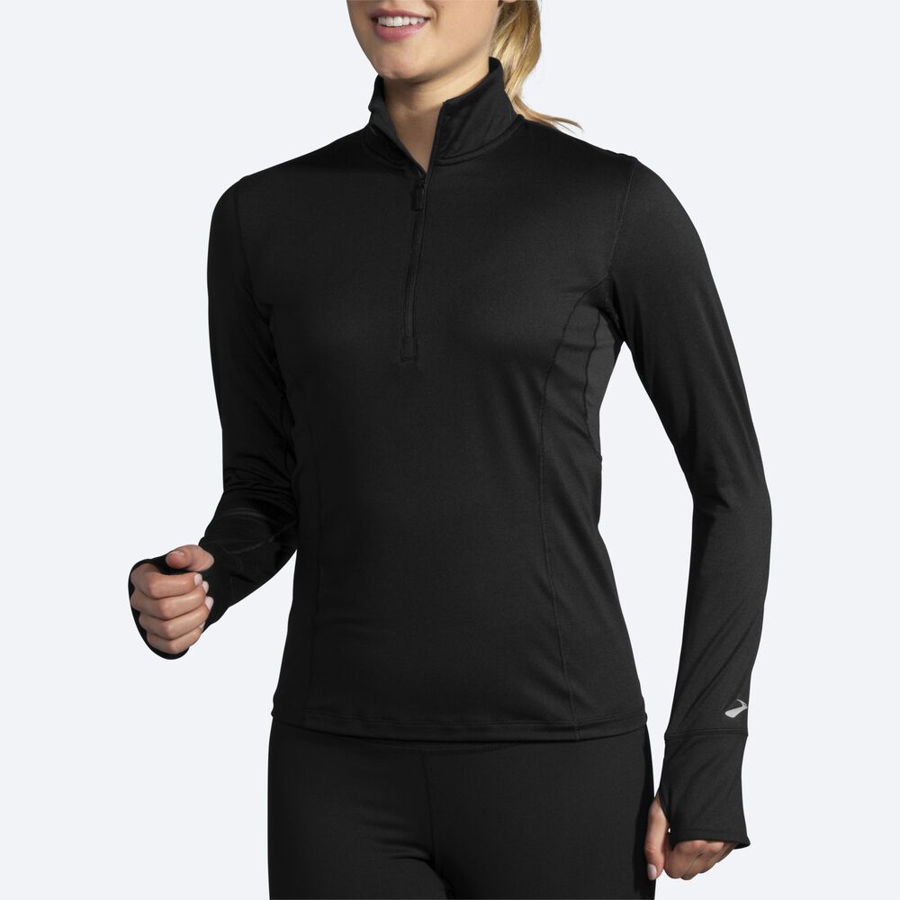 Brooks Dash 1/2 Zip μπουφαν γυναικεια μαυρα | GR789356