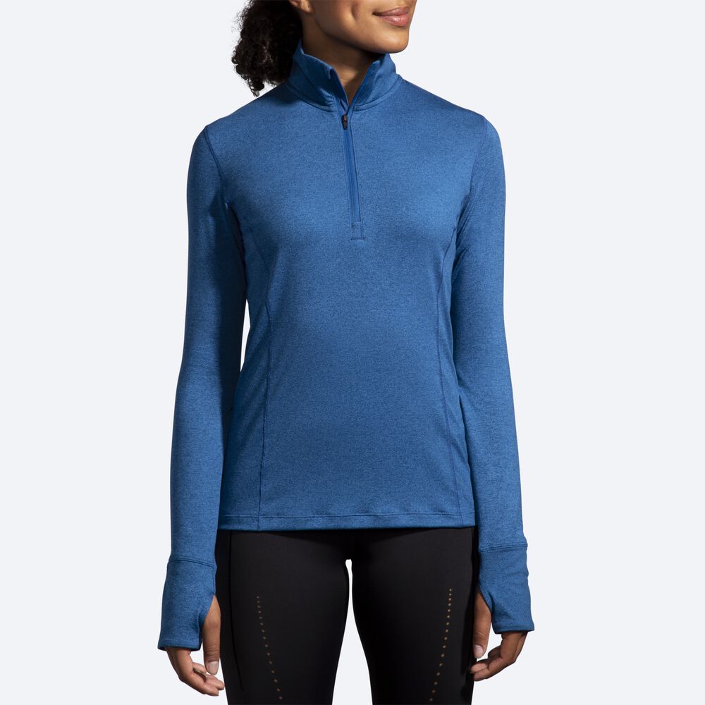 Brooks Dash 1/2 Zip μπουφαν γυναικεια μπλε γκρι | GR945682