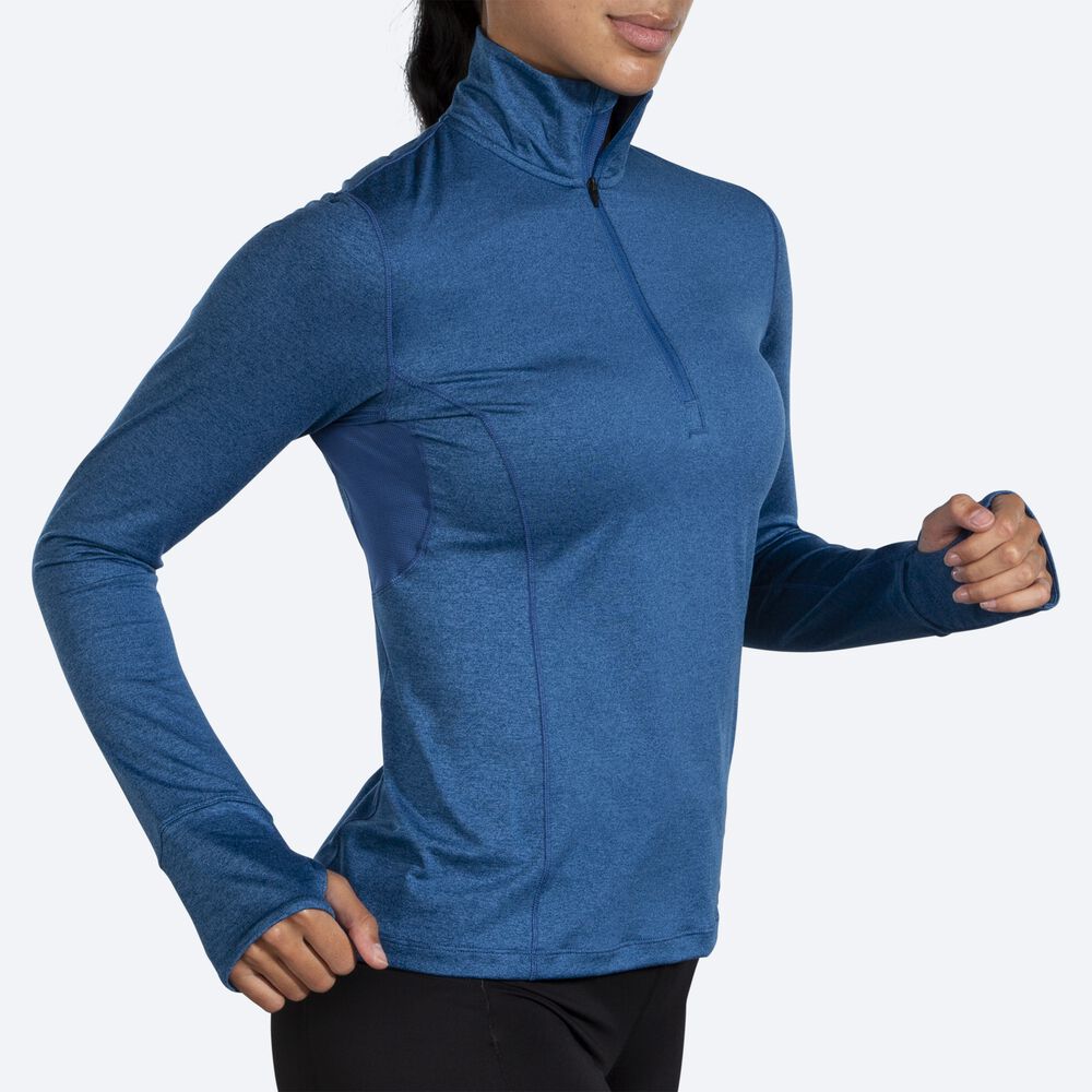 Brooks Dash 1/2 Zip μπουφαν γυναικεια μπλε γκρι | GR945682