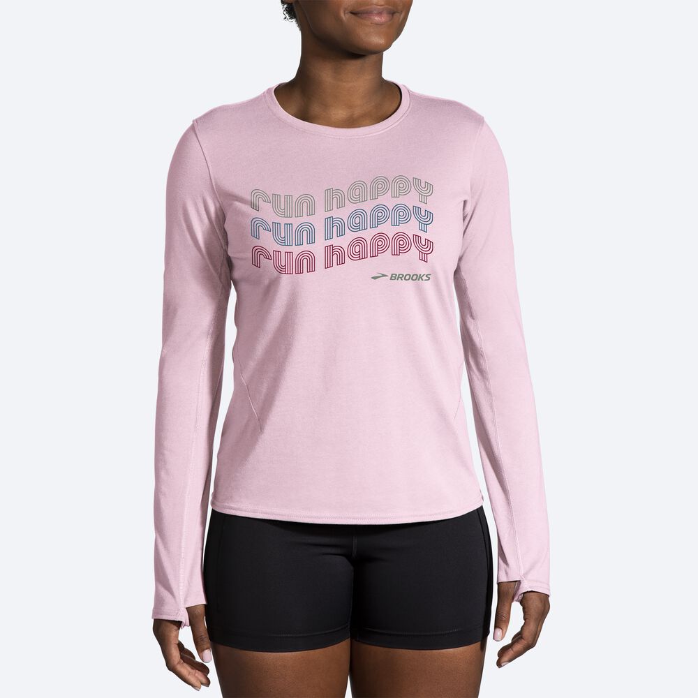 Brooks Distance Long Sleeve 2.0 μπλουζακια γυναικεια ροζ | GR204653