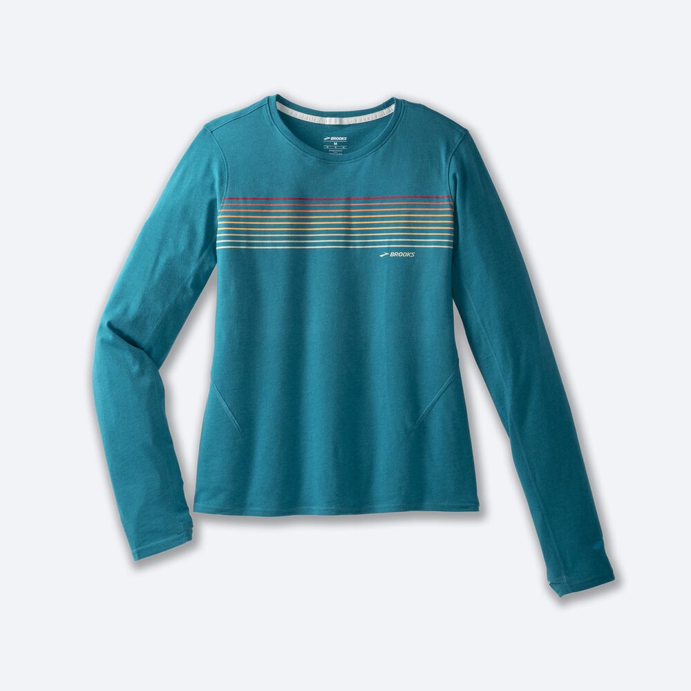 Brooks Distance Long Sleeve 2.0 μπλουζακια γυναικεια ριγε | GR304256