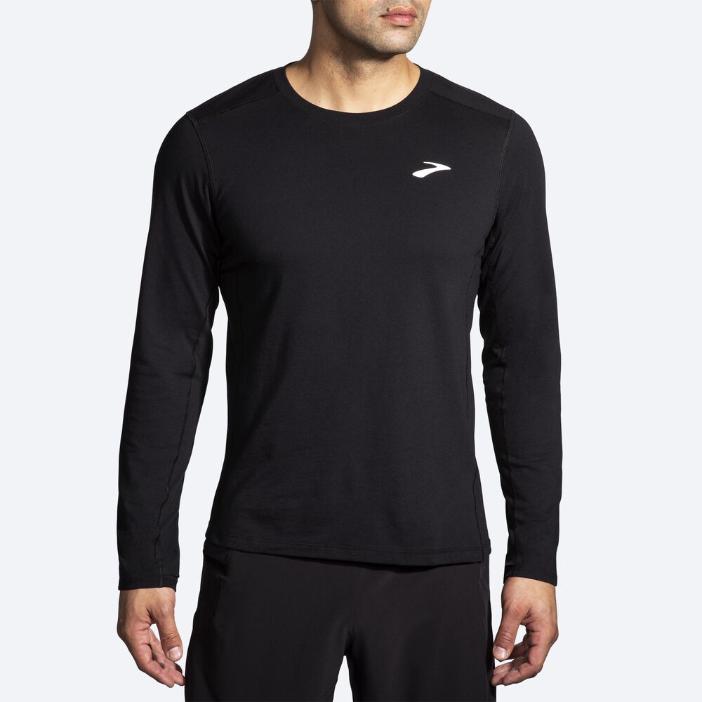 Brooks Distance Long Sleeve 2.0 μπλουζακια ανδρικα μαυρα | GR371859