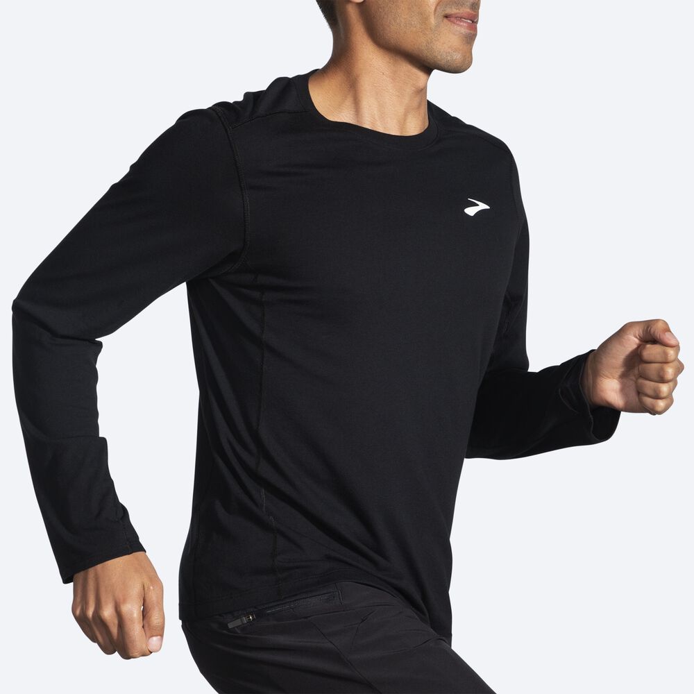 Brooks Distance Long Sleeve 2.0 μπλουζακια ανδρικα μαυρα | GR371859