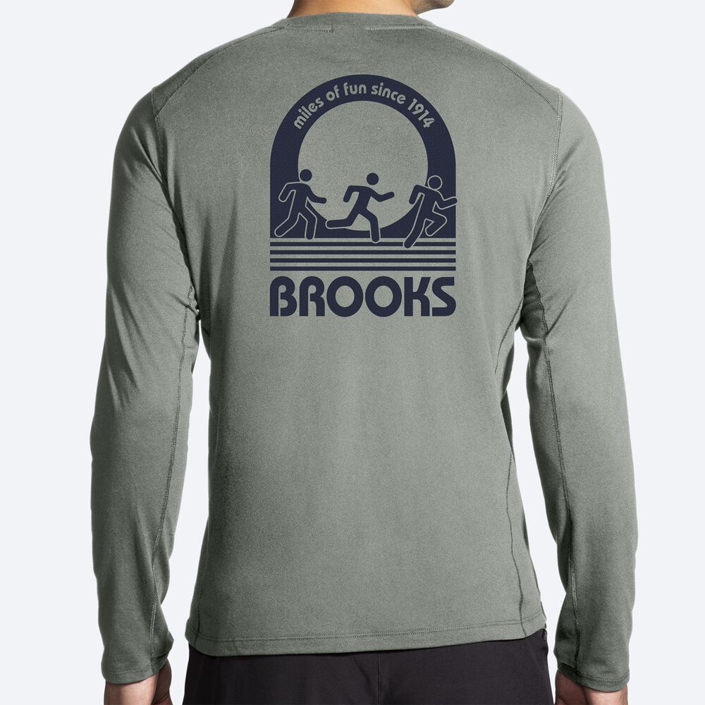 Brooks Distance Long Sleeve 2.0 μπλουζακια ανδρικα πρασινο | GR590874