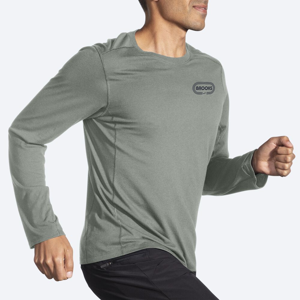 Brooks Distance Long Sleeve 2.0 μπλουζακια ανδρικα πρασινο | GR590874