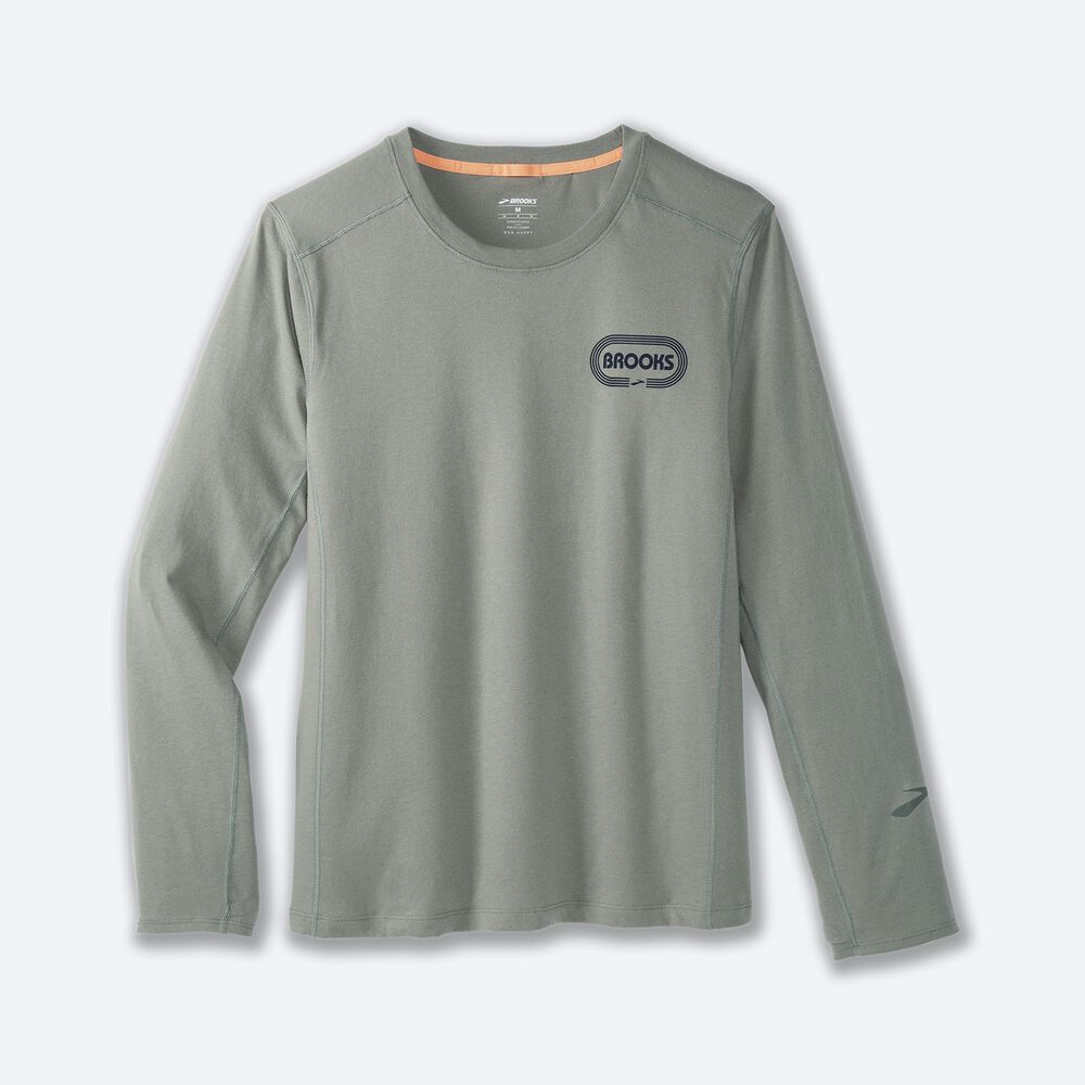 Brooks Distance Long Sleeve 2.0 μπλουζακια ανδρικα πρασινο | GR590874