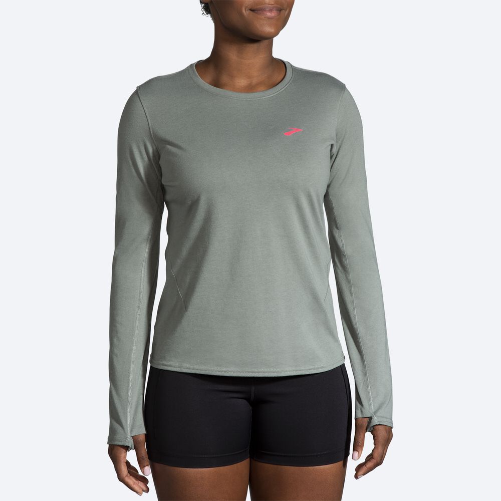 Brooks Distance Long Sleeve 2.0 μπλουζακια γυναικεια πρασινο | GR618375