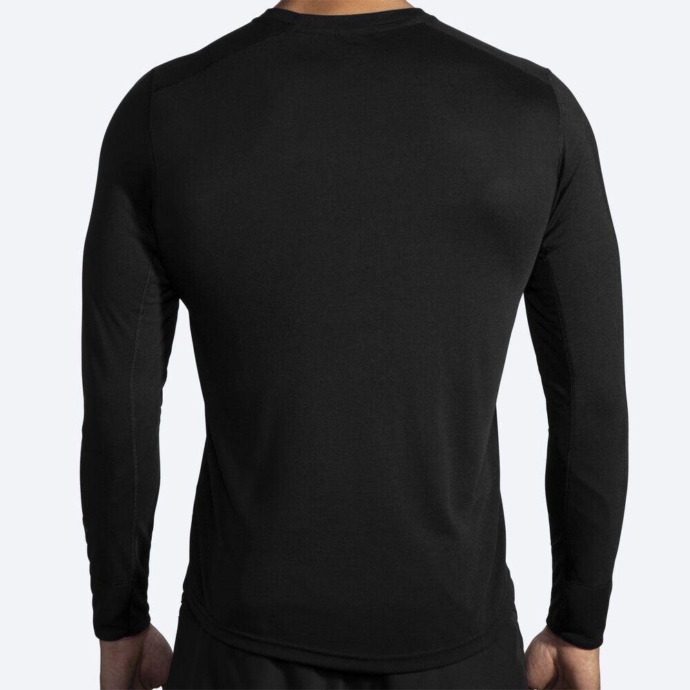 Brooks Distance Long Sleeve μπλουζακια ανδρικα μαυρα | GR340798