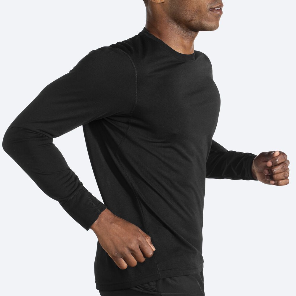 Brooks Distance Long Sleeve μπλουζακια ανδρικα μαυρα | GR340798