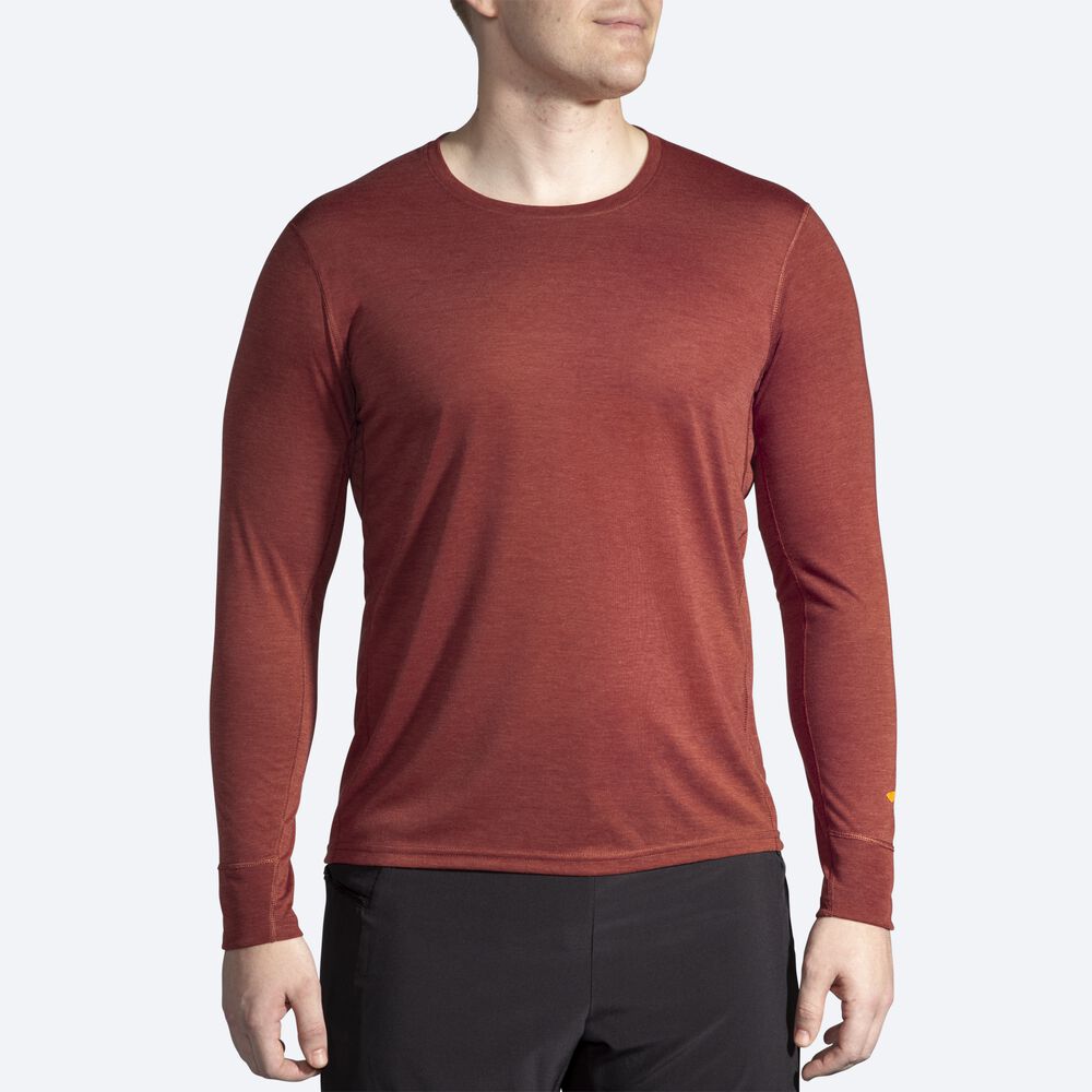 Brooks Distance Long Sleeve μπλουζακια ανδρικα χαλκός | GR360897