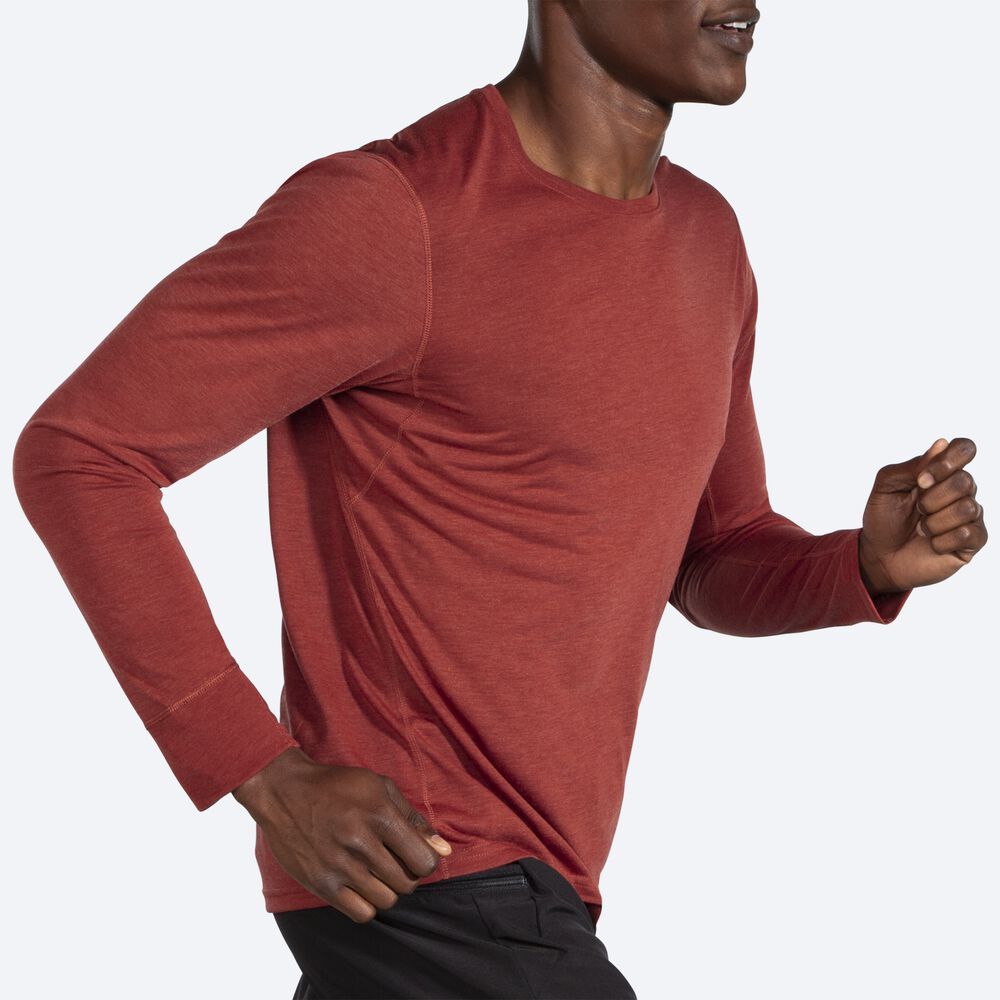 Brooks Distance Long Sleeve μπλουζακια ανδρικα χαλκός | GR360897