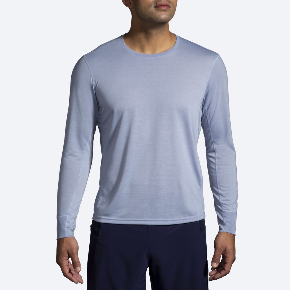 Brooks Distance Long Sleeve μπλουζακια ανδρικα μπλε | GR980245