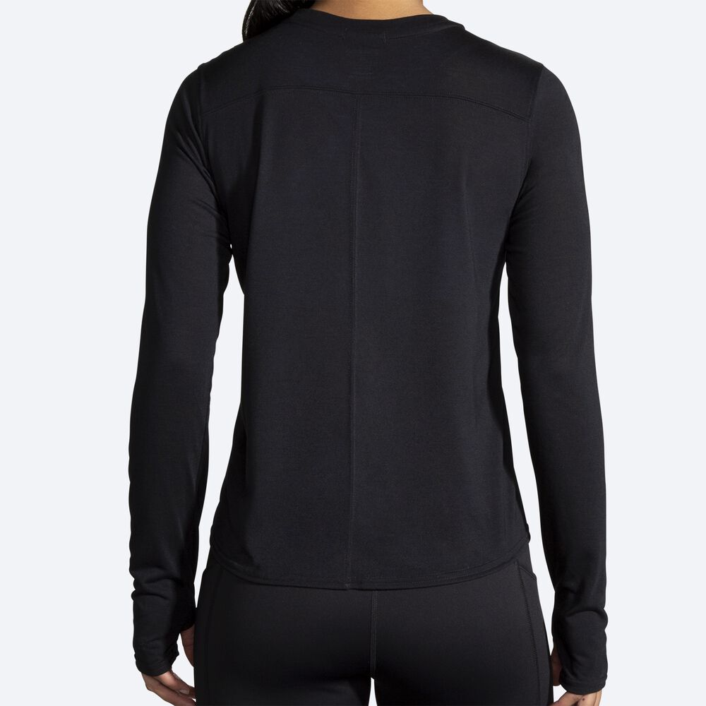 Brooks Distance Long Sleeve μπλουζακια γυναικεια μαυρα | GR802746