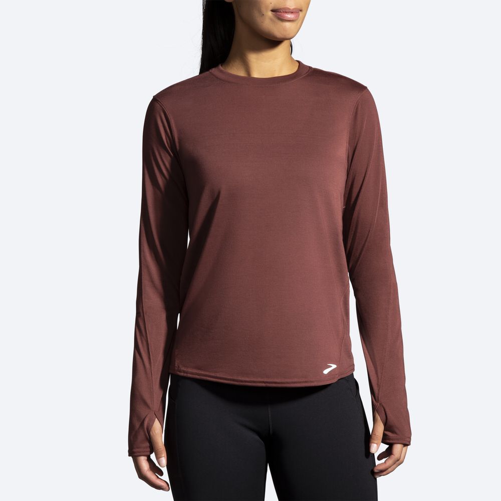 Brooks Distance Long Sleeve μπλουζακια γυναικεια σοκολάτα | GR956214