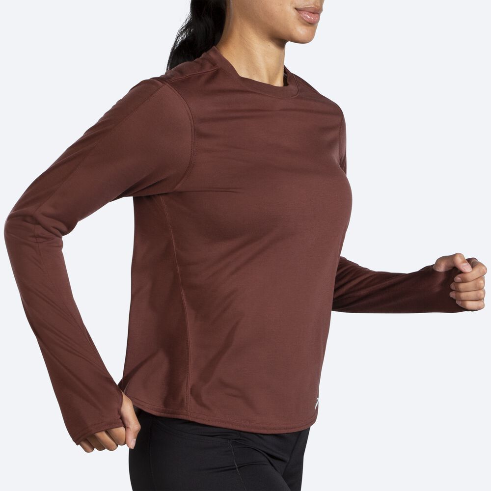 Brooks Distance Long Sleeve μπλουζακια γυναικεια σοκολάτα | GR956214