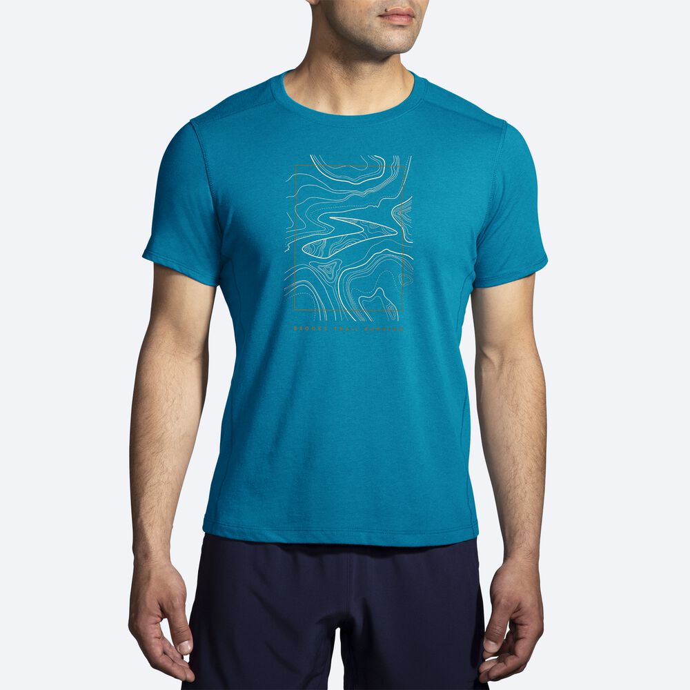 Brooks Distance Short Sleeve 2.0 μπλουζακια ανδρικα μπλε | GR017825