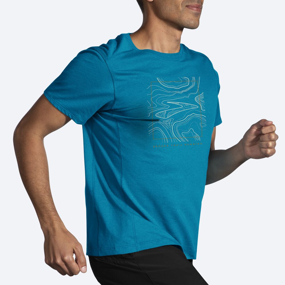 Brooks Distance Short Sleeve 2.0 μπλουζακια ανδρικα μπλε | GR017825